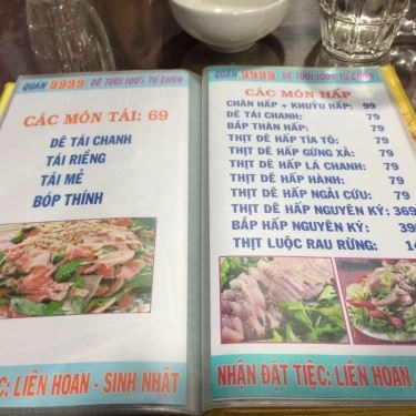 Thực đơn- Quán Ăn Lẩu Dê 9999