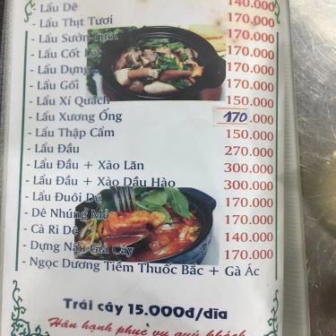 Thực đơn- Quán Ăn Lẩu Dê Anh Ba - Hòa Bình