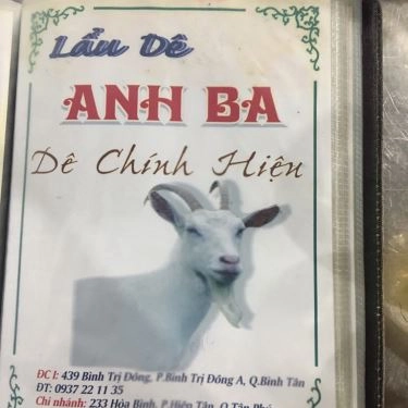 Thực đơn- Quán Ăn Lẩu Dê Anh Ba - Hòa Bình