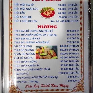 Thực đơn- Quán Ăn Lẩu Dê Bình Dương - Đường Số 27