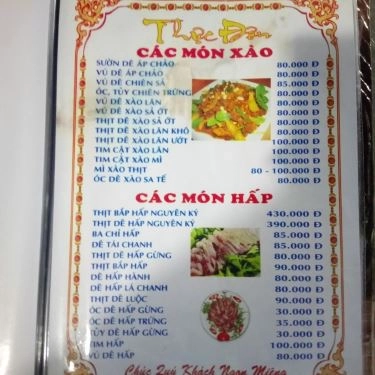 Thực đơn- Quán Ăn Lẩu Dê Bình Dương - Đường Số 27
