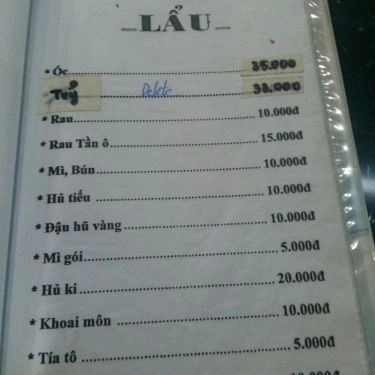 Thực đơn- Quán Ăn Lẩu Dê Chính Hiệu