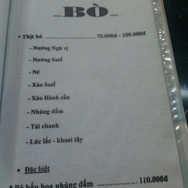 Thực đơn- Quán Ăn Lẩu Dê Chính Hiệu