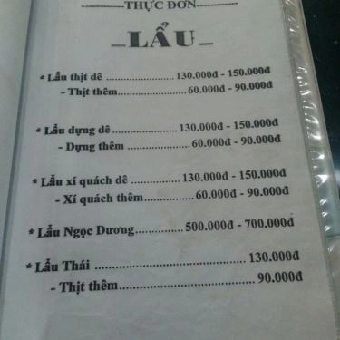 Thực đơn- Quán Ăn Lẩu Dê Chính Hiệu