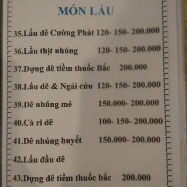 Thực đơn- Quán Ăn Lẩu Dê Cường Phát