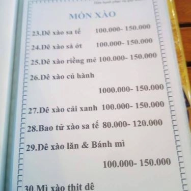 Thực đơn- Quán Ăn Lẩu Dê Cường Phát