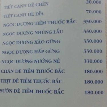 Thực đơn- Quán Ăn Đức Anh - Đặc Sản Dê