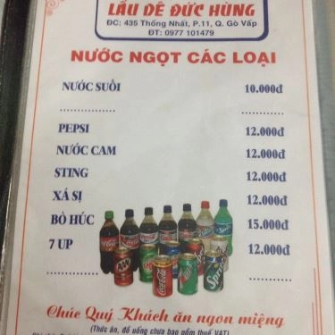 Thực đơn- Quán Ăn Lẩu Dê Đức Hùng - Thống Nhất