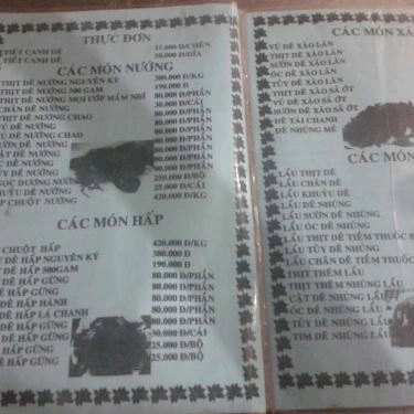 Thực đơn- Quán Ăn Lẩu Dê Đức Thành