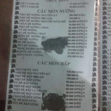 Thực đơn- Quán Ăn Lẩu Dê Đức Thành