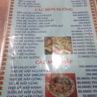 Thực đơn- Quán Ăn Lẩu Dê Đức Thành
