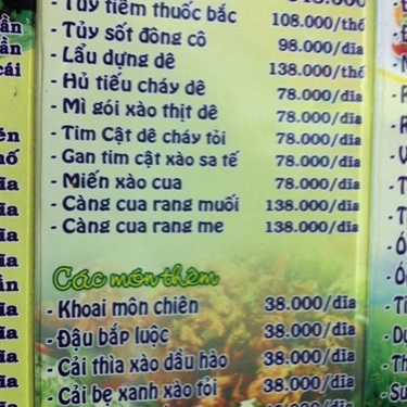 Thực đơn- Quán Ăn Lẩu Dê Q7