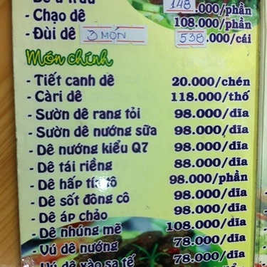 Thực đơn- Quán Ăn Lẩu Dê Q7