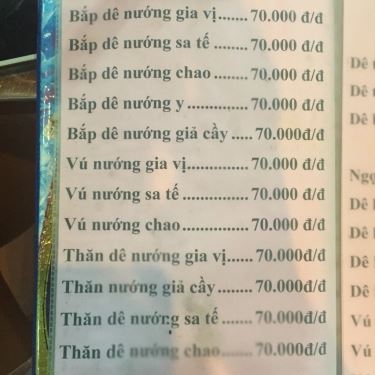 Thực đơn- Quán Ăn Hưng Phú - Quán Lẩu Dê