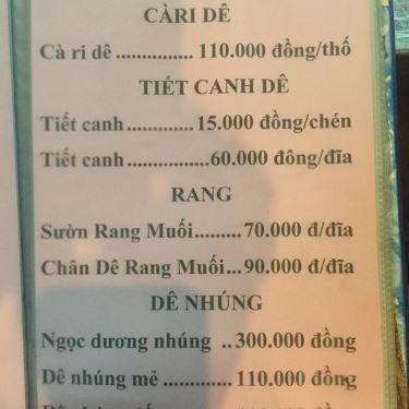 Thực đơn- Quán Ăn Hưng Phú - Quán Lẩu Dê