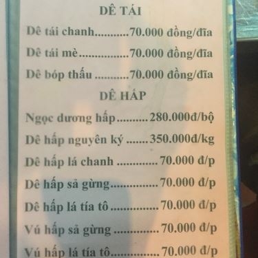 Thực đơn- Quán Ăn Hưng Phú - Quán Lẩu Dê