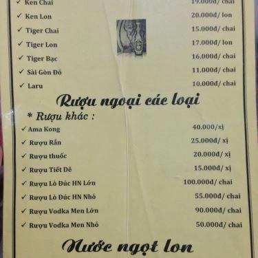 Thực đơn- Quán Ăn Lẩu Dê Lai - Phòng Không