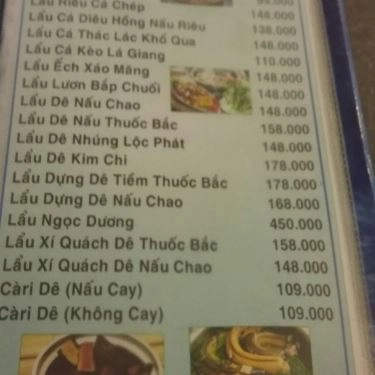 Thực đơn- Quán Ăn Lẩu Dê Lộc Phát - Ung Văn Khiêm