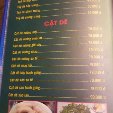 Thực đơn- Quán Ăn Lẩu Dê Mỹ Vị