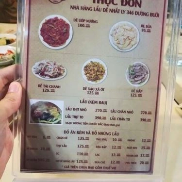 Thực đơn- Quán Ăn Lẩu Dê Nhất Ly - Đường Bưởi