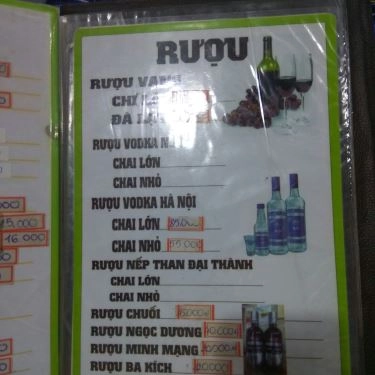 Thực đơn- Quán Ăn Lẩu Dê Núi Ngự