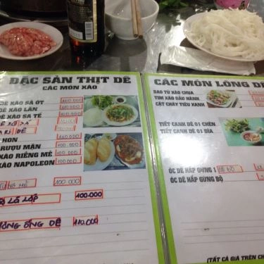 Thực đơn- Quán Ăn Lẩu Dê Núi Ngự - Lý Phục Man