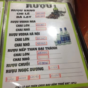 Thực đơn- Quán Ăn Lẩu Dê Núi Ngự - Lý Phục Man