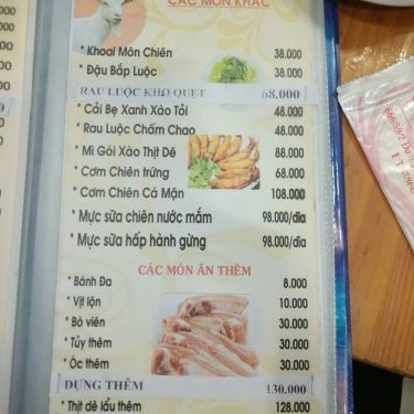 Thực đơn- Quán Ăn Lẩu Dê Q7