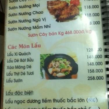 Thực đơn- Quán Ăn Lẩu Dê Q7