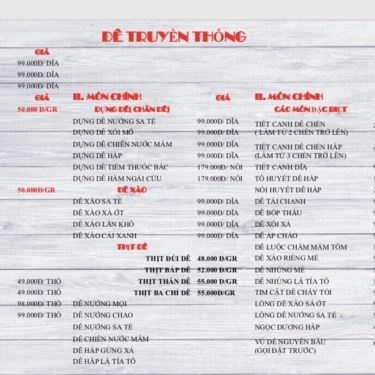 Thực đơn- Quán Ăn Lẩu Dê Station