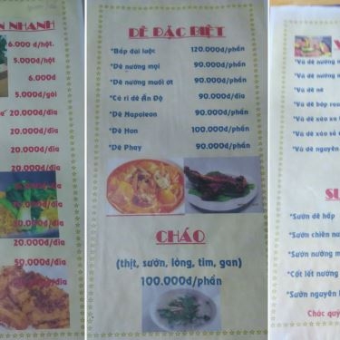Thực đơn- Quán Ăn Lẩu Dê Tài Ký 2 - Khổng Tử