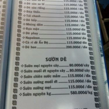 Thực đơn- Quán Ăn Lẩu Dê Tài Ký 2 - Phan Xích Long