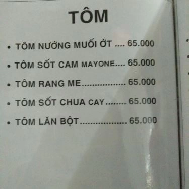 Thực đơn- Quán Ăn Lẩu Đuôi Bò - Bà Hạt