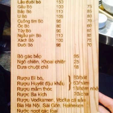 Thực đơn- Quán Ăn Lẩu Đuôi Bò - Lò Đúc