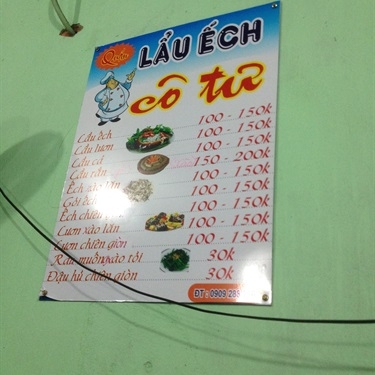 Thực đơn- Quán Ăn Lẩu Ếch Cô Tư