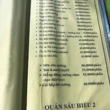 Thực đơn- Quán Ăn Lẩu Ếch Sáu Hiếu - Cây Trâm
