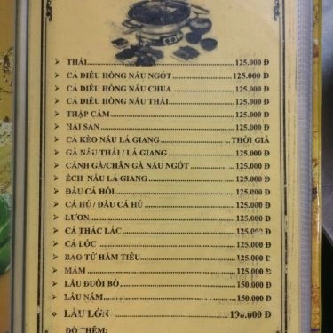 Thực đơn- Quán Ăn Lẩu Hà Nam - Quán Nhậu