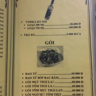 Thực đơn- Quán Ăn Lẩu Hà Nam - Quán Nhậu