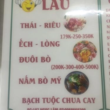 Thực đơn- Quán Ăn Huyền Béo - Lẩu Các Loại