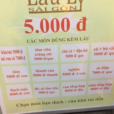 Thực đơn- Quán Ăn Lẩu Ly Sài Gòn