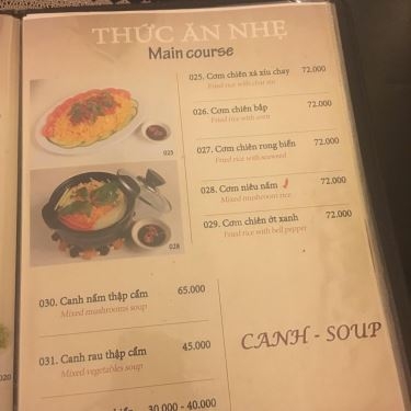 Thực đơn- Nhà Hàng Lẩu Nấm Chay An Nhiên - Nguyễn Văn Thủ