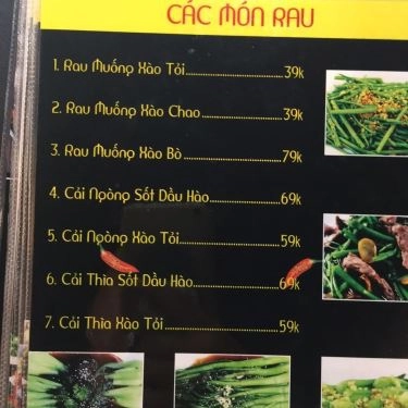 Thực đơn- Quán Ăn Lẩu Nung - Trương Vĩnh Ký