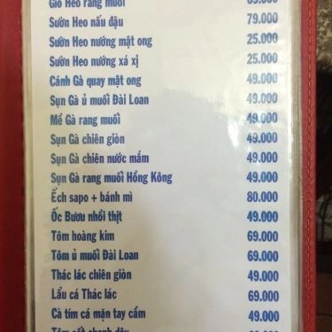 Thực đơn- Quán Ăn Quán Chín Nghĩa - Dương Quảng Hàm