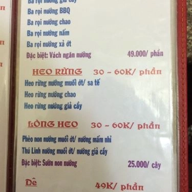 Thực đơn- Quán Ăn Quán Chín Nghĩa - Dương Quảng Hàm