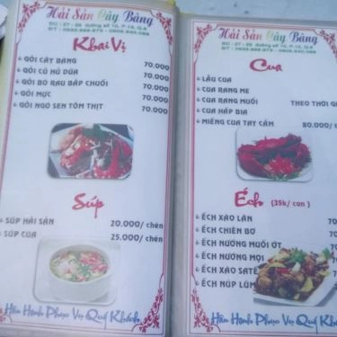 Thực đơn- Quán Ăn Lẩu Cây Bàng