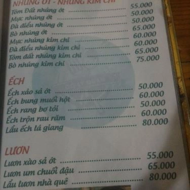 Thực đơn- Quán Ăn Lẩu Nướng Cô Lý  - Tiểu La