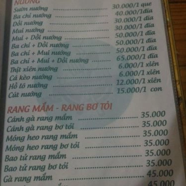 Thực đơn- Quán Ăn Lẩu Nướng Cô Lý  - Tiểu La