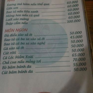 Thực đơn- Quán Ăn Lẩu Nướng Cô Lý  - Tiểu La