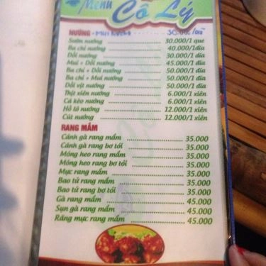 Thực đơn- Quán Ăn Lẩu Nướng Cô Lý  - Tiểu La