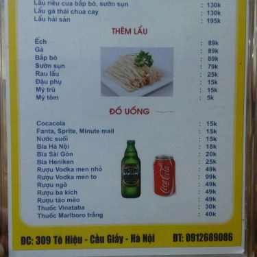 Thực đơn- Quán Ăn Lẩu Nướng D&C - Tô Hiệu